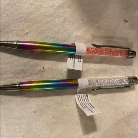 2 galaxy crystal pens, Black Ink , new with tags, Pink and silver crystals - Picture 1 of 3
